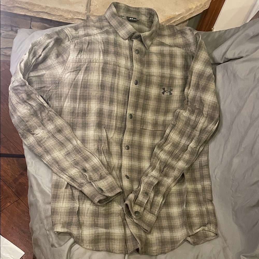 Under Armour Men's Plaid Shirt - Olive Green